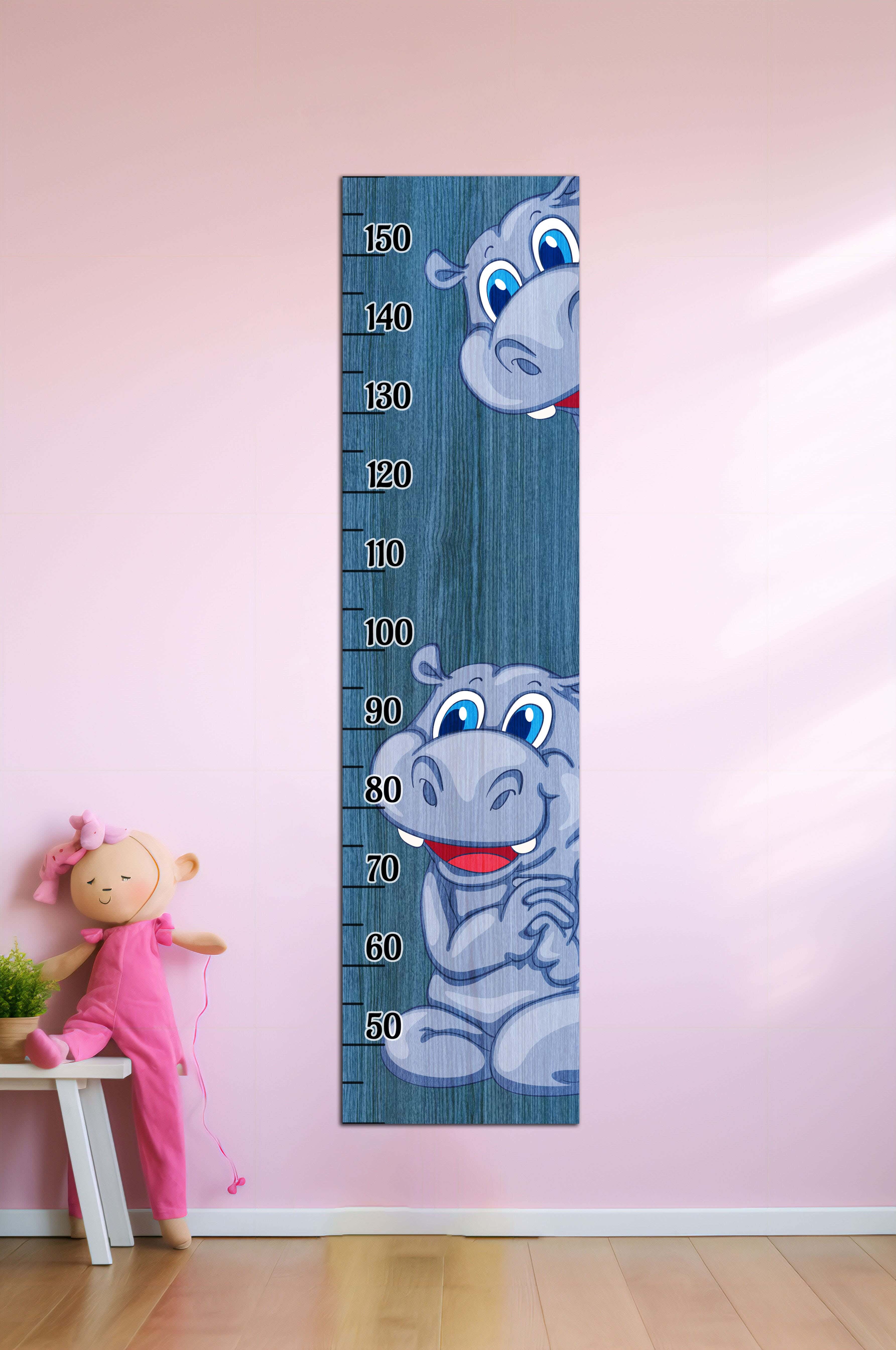 Children's wall decor in the shape of a measuring ruler, MDF, 120 x 30 x 2 cm - Multicolor