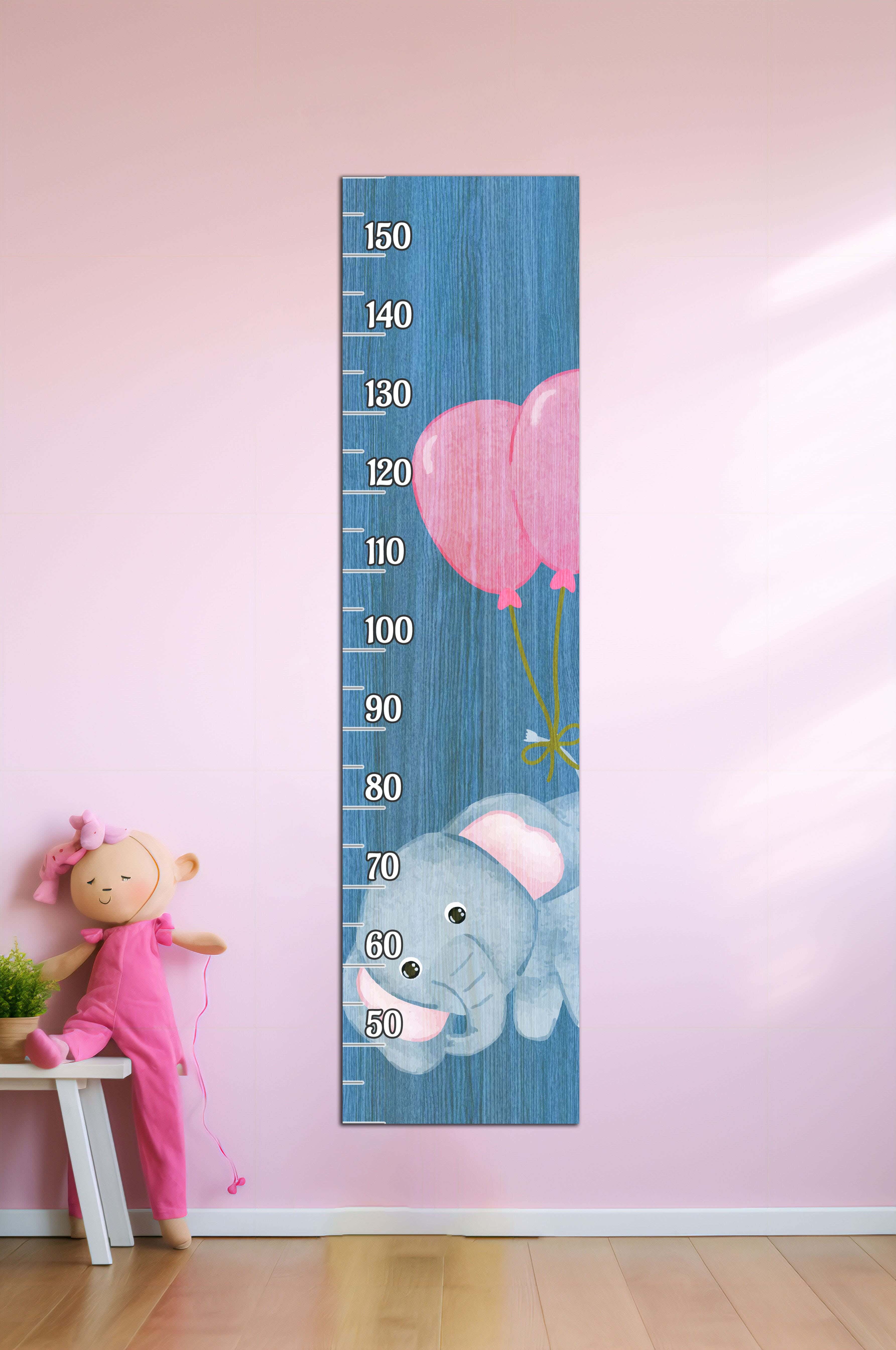 Children's wall decor in the shape of a measuring ruler, MDF, 120 x 30 x 2 cm - Multicolor