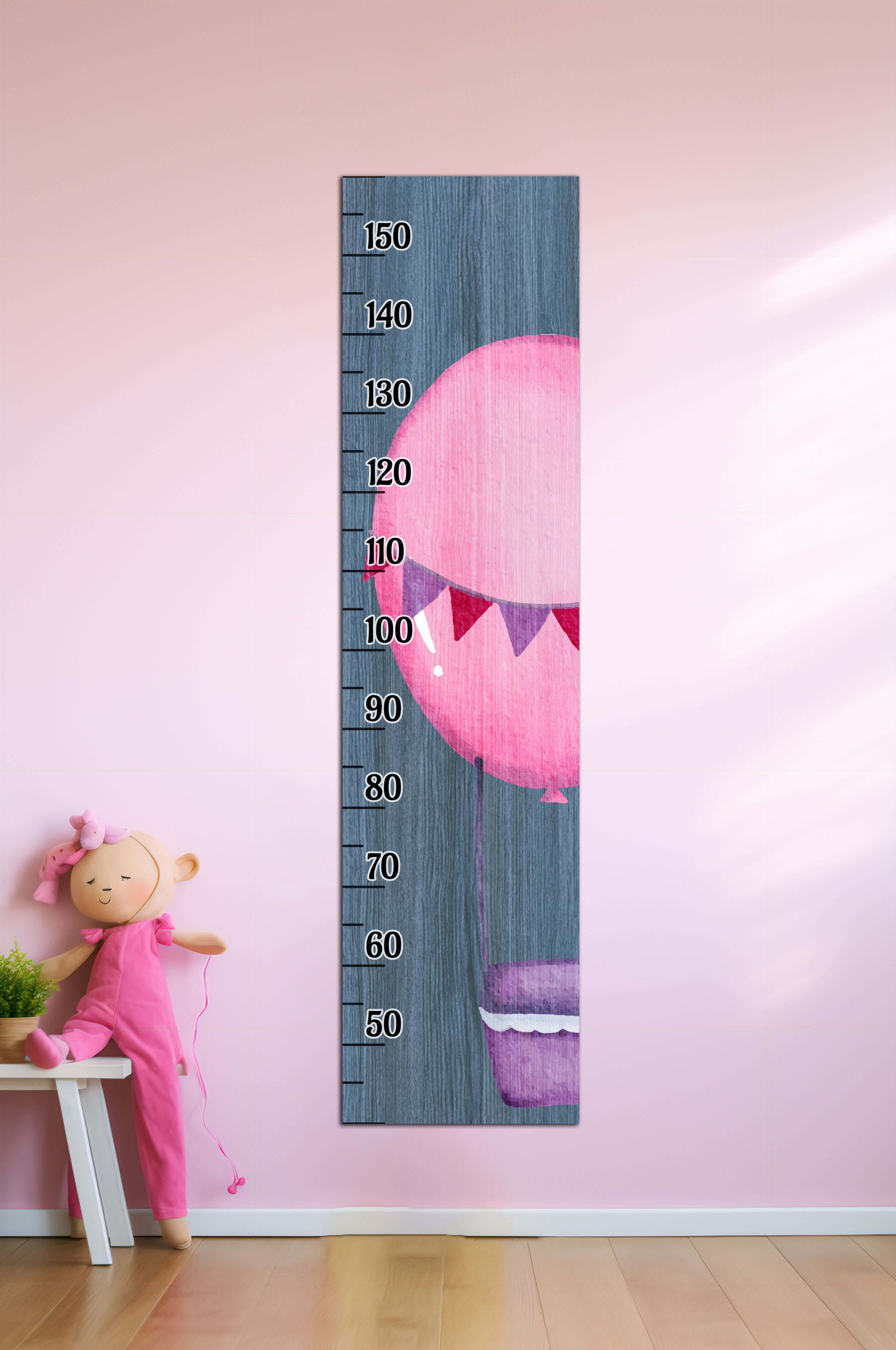 Children's wall decor in the shape of a measuring ruler, MDF, 120 x 30 x 2 cm - Multicolor