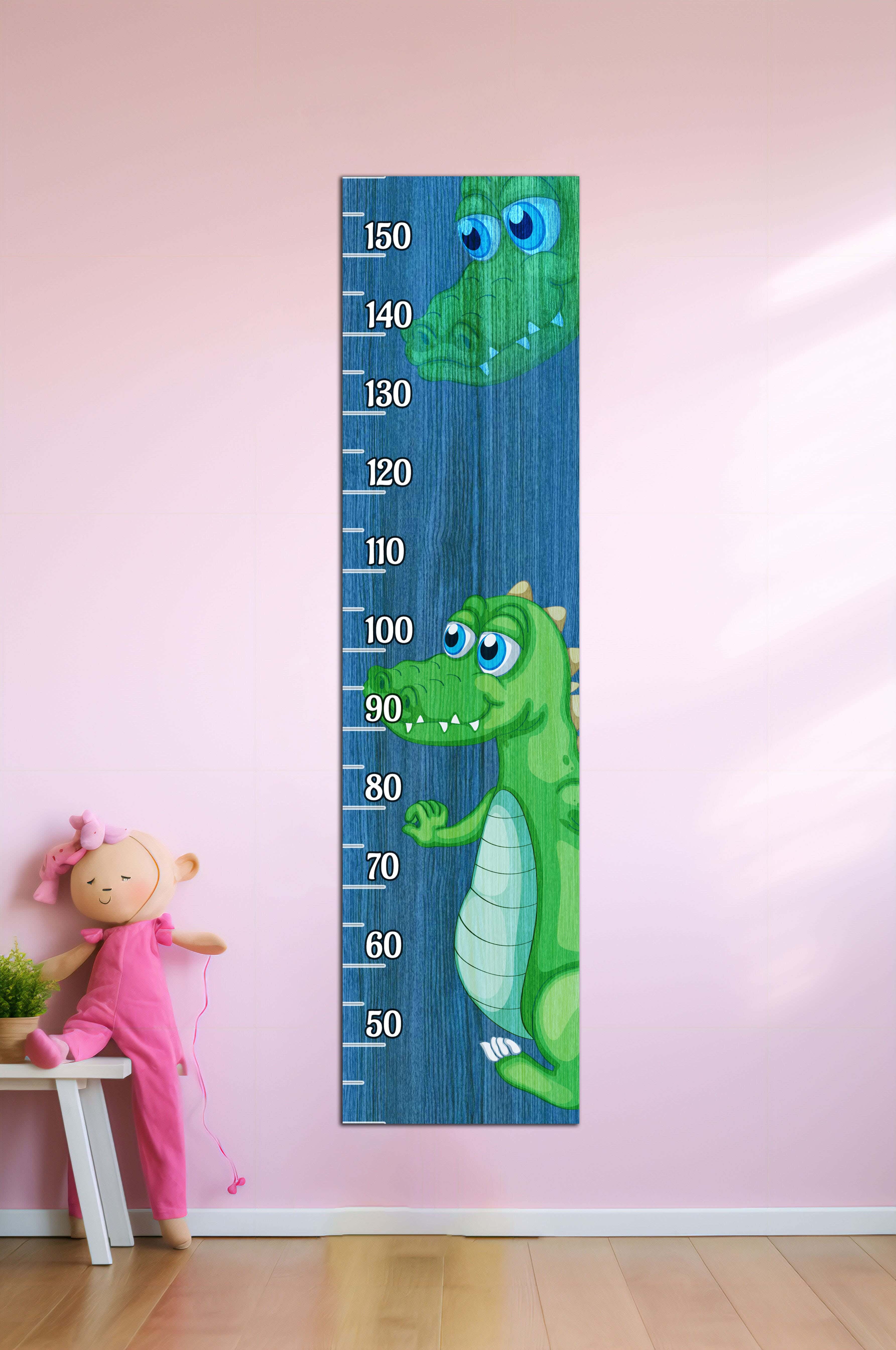 Children's wall decor in the shape of a measuring ruler, MDF, 120 x 30 x 2 cm - Multicolor