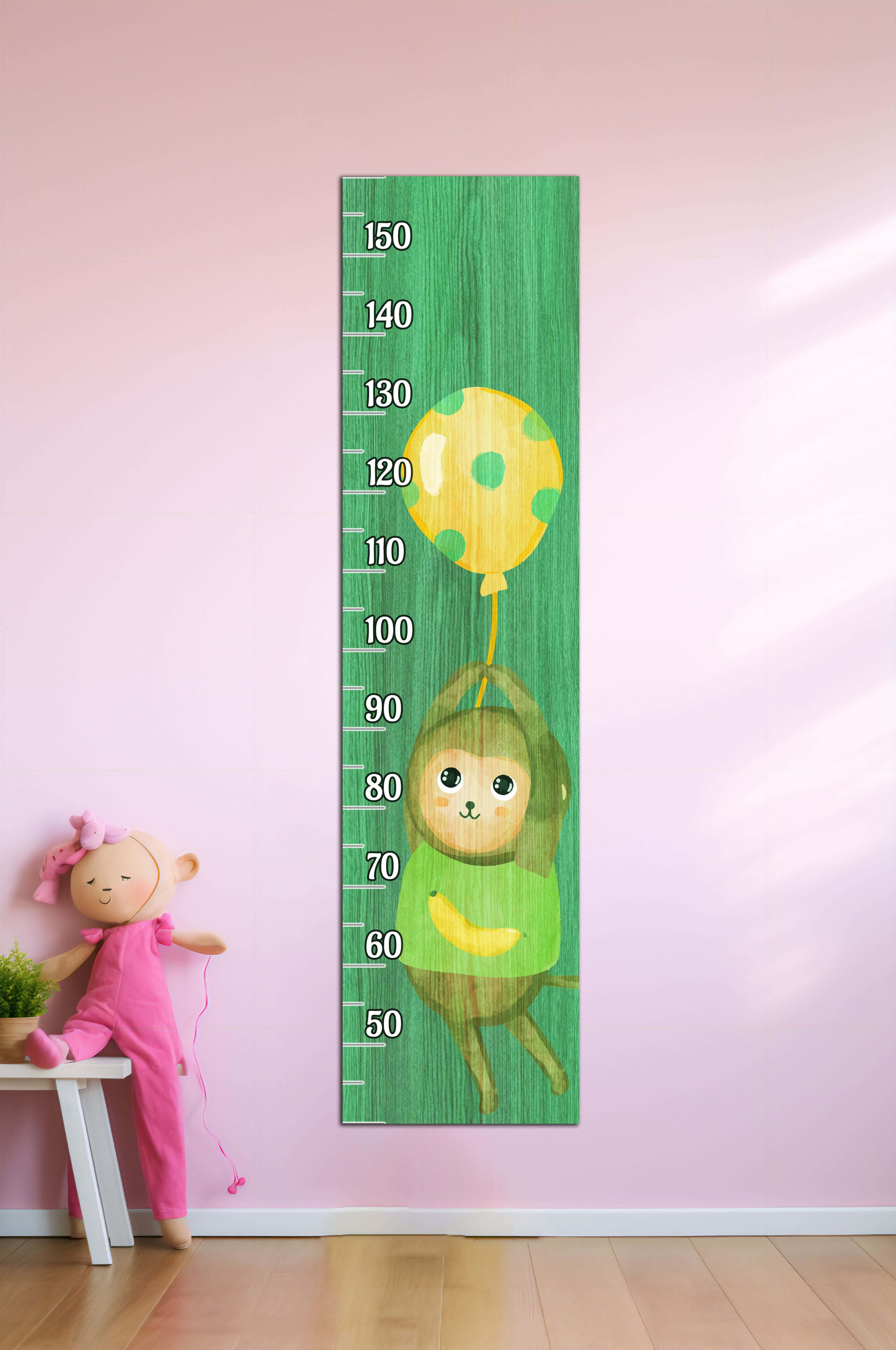 Children's wall decor in the shape of a measuring ruler, MDF, 120 x 30 x 2 cm - Multicolor