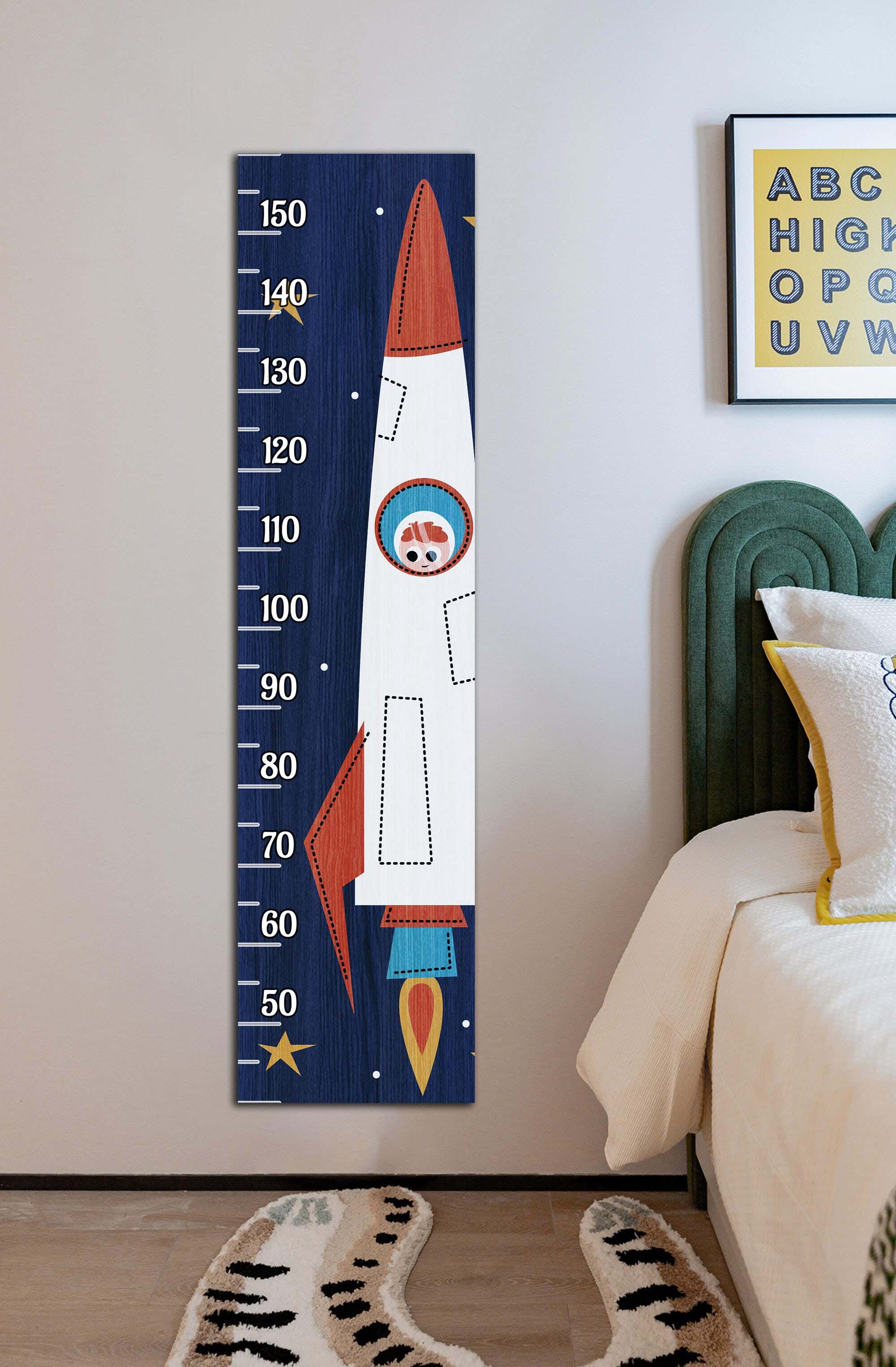 Children's wall decor in the shape of a measuring ruler, MDF, 120 x 30 x 2 cm - Multicolor