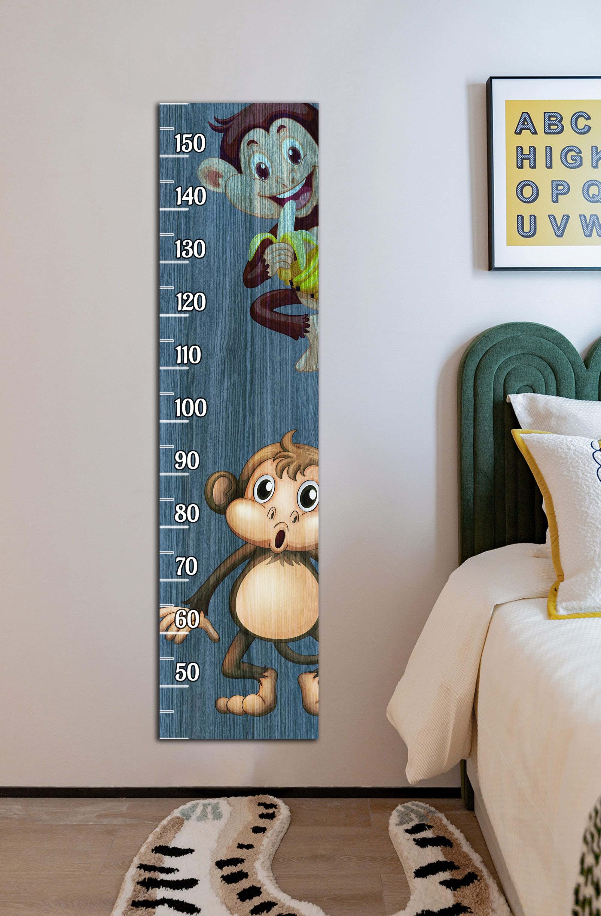 Children's wall decor in the shape of a measuring ruler, MDF, 120 x 30 x 2 cm - Multicolor
