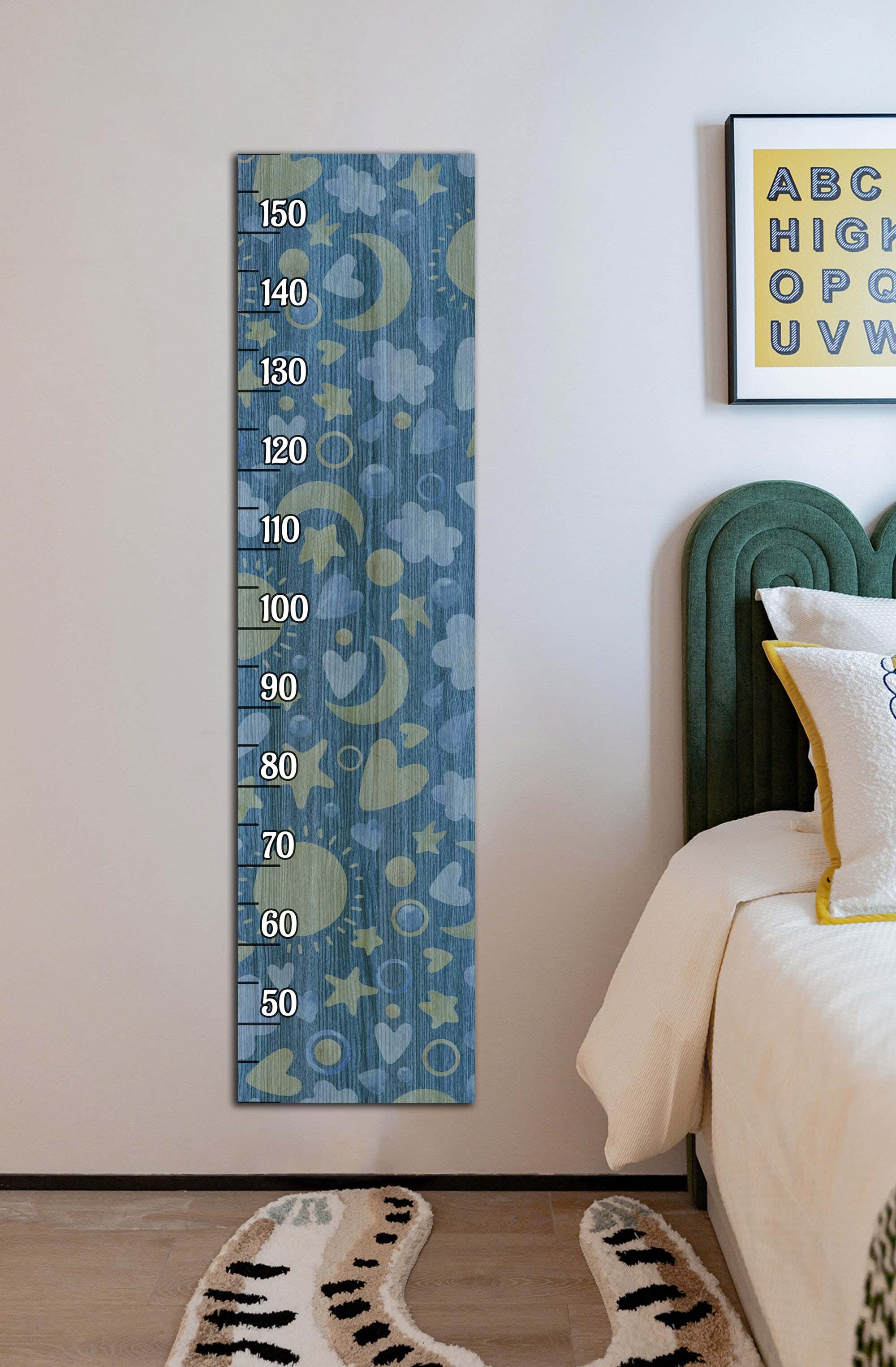 Children's wall decor in the shape of a measuring ruler, MDF, 120 x 30 x 2 cm - Multicolor