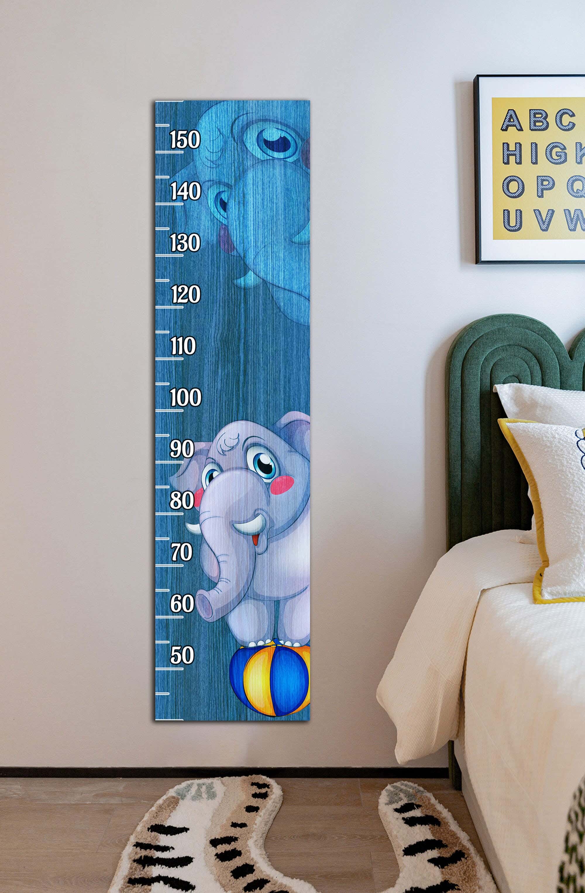 Children's wall decor in the shape of a measuring ruler, MDF, 120 x 30 x 2 cm - Multicolor
