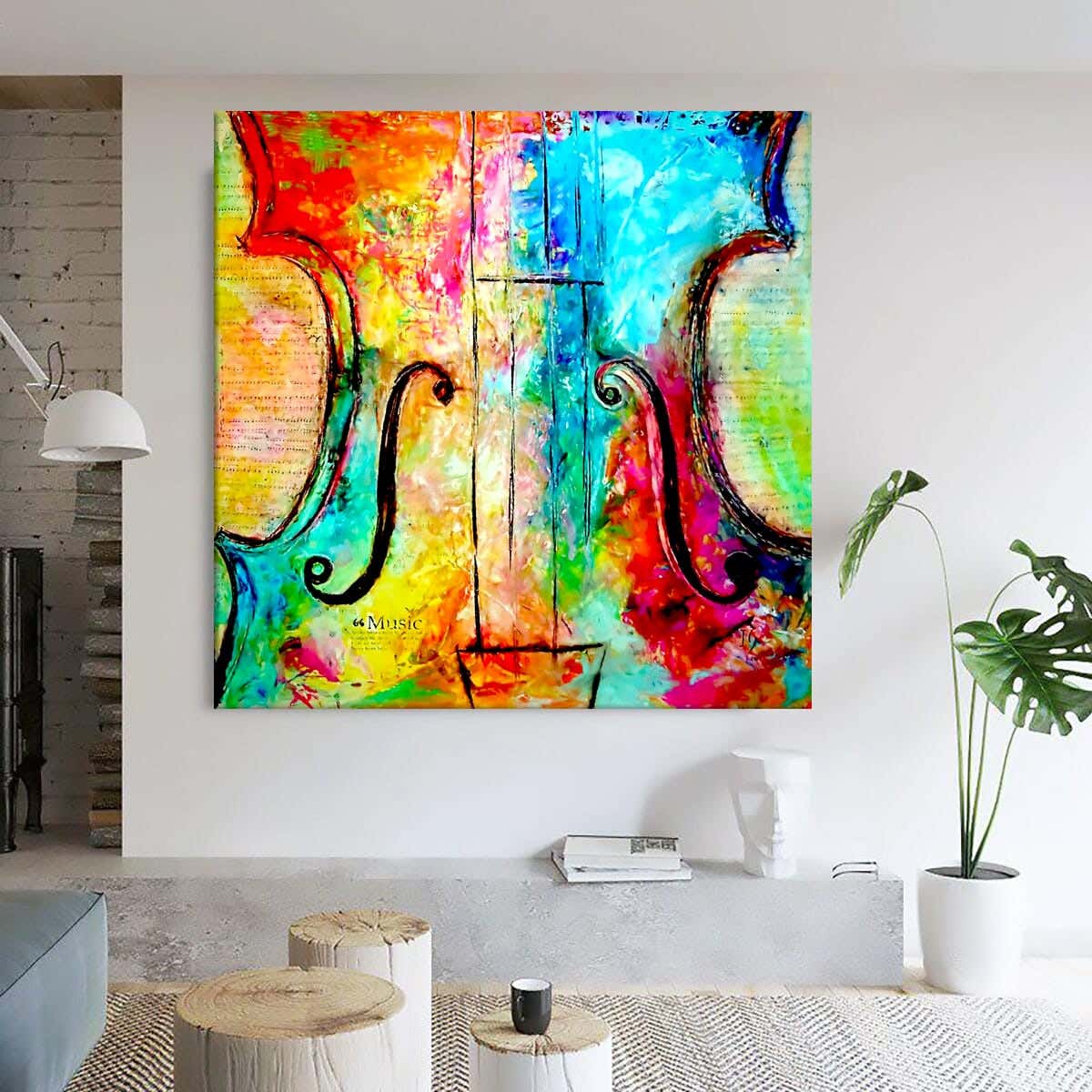 Musky Wood Canvas Tableau, 80×80 cm - Multicolor