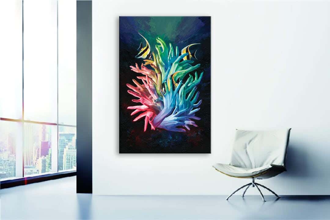 MDF Wood Vinyl Tableau, 80 x 60 cm - Multicolor