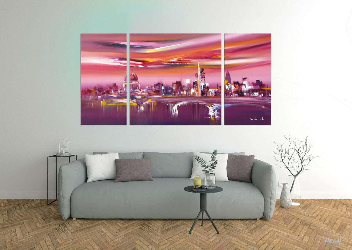 MDF Vinyl Wood Tableau, 3 Pieces, 120 x 60 cm - Multicolor