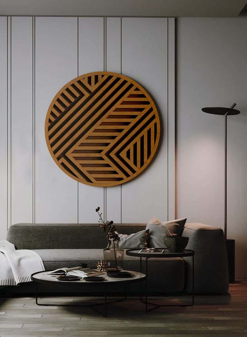 Musky Wood Modern Tableau, 50x50 cm - Dark Brown