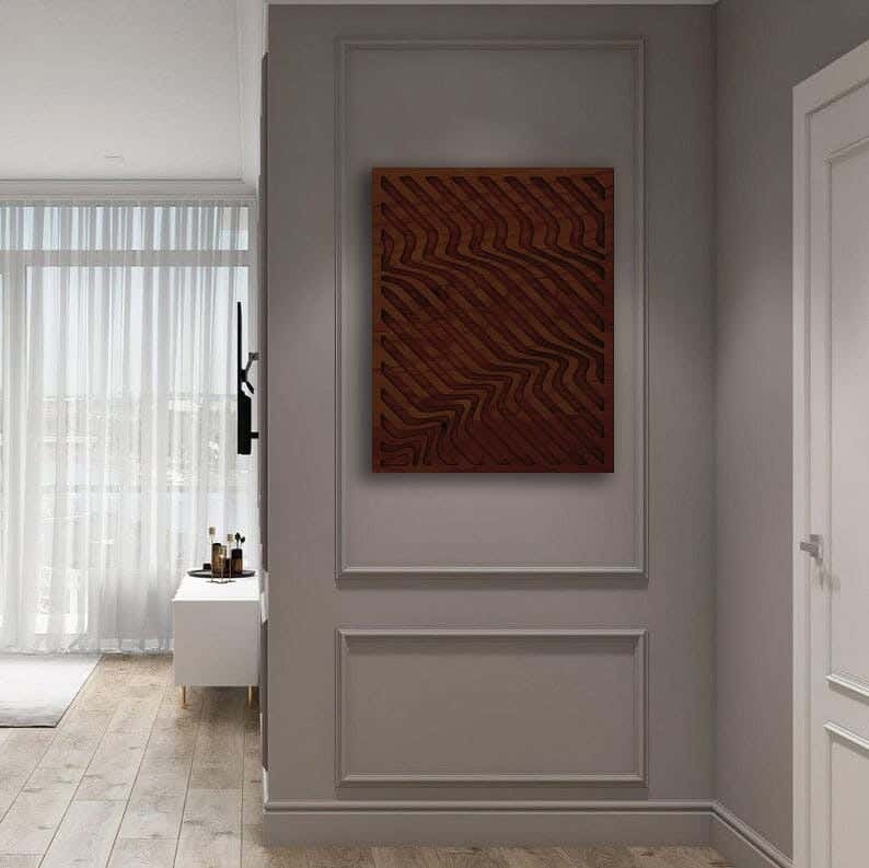 Musky Wood Modern Tableau, 70x50 cm - Dark Brown