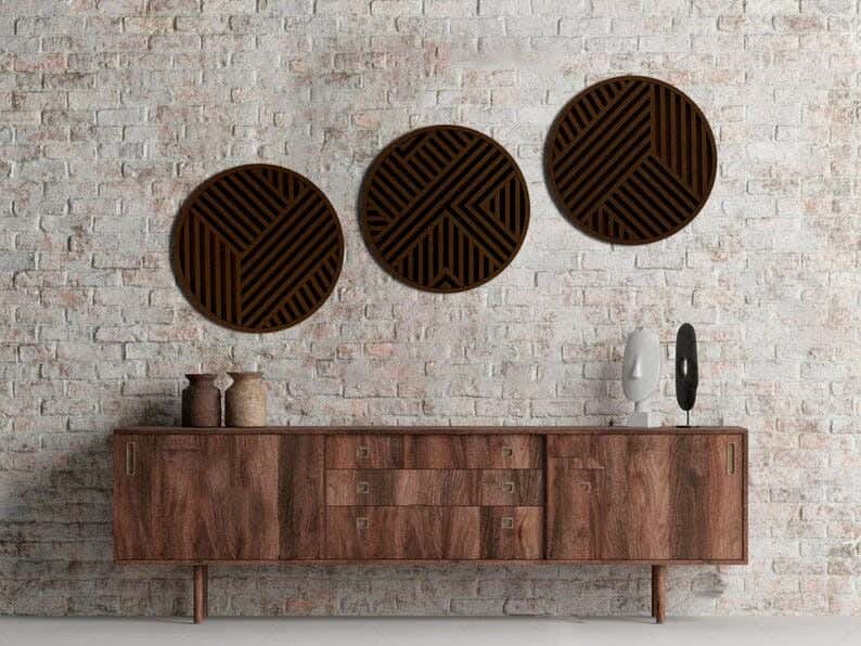 Musky Wood Modern Tableau, 3 Pieces, 60x180 cm - Dark Brown