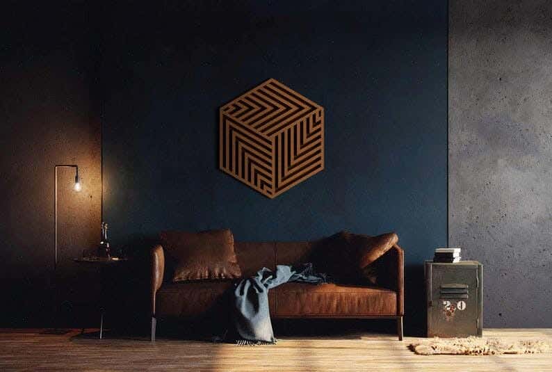 Musky Wood Modern Tableau, 60x60 cm - Dark Brown