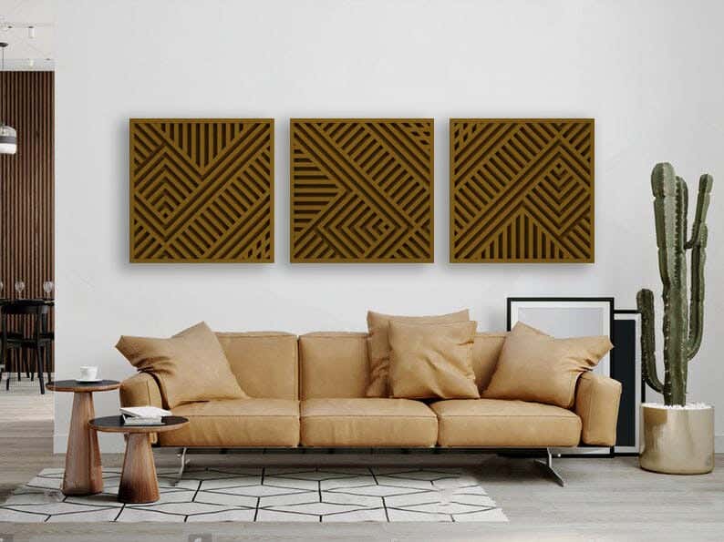 Musky Wood Modern Tableau, 3 Pieces, 60x180 cm - Dark Brown