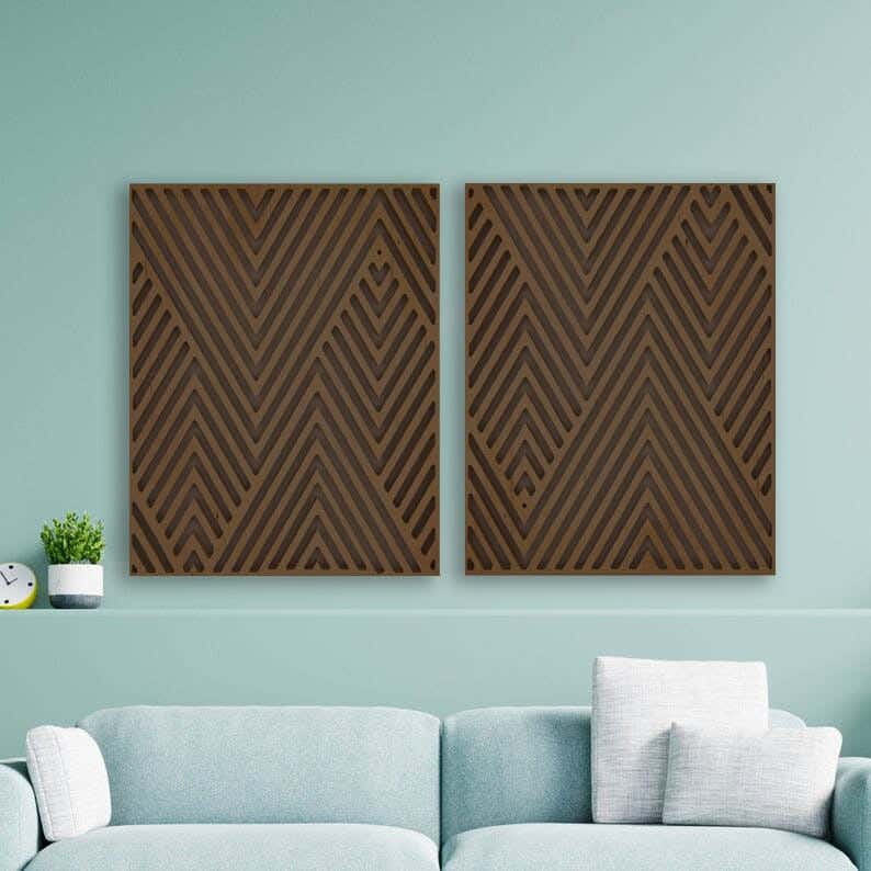 Musky Wood Modern Tableau, 2 Pieces, 80x60 cm - Dark Brown