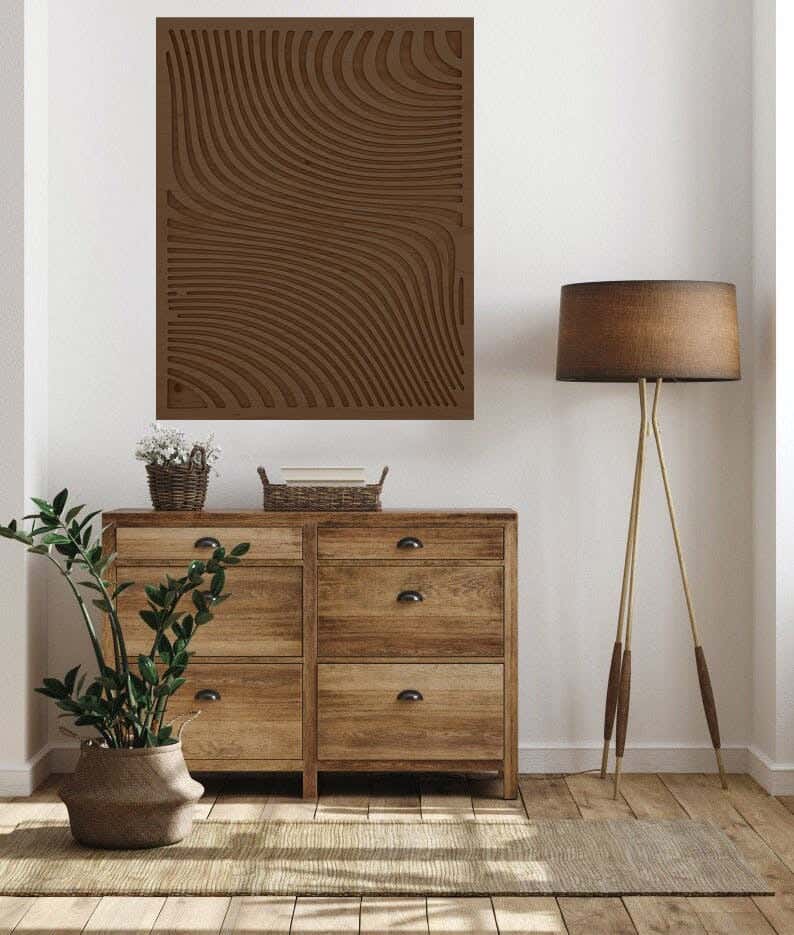 Musky Wood Modern Tableau, 80x60 cm - Dark Brown