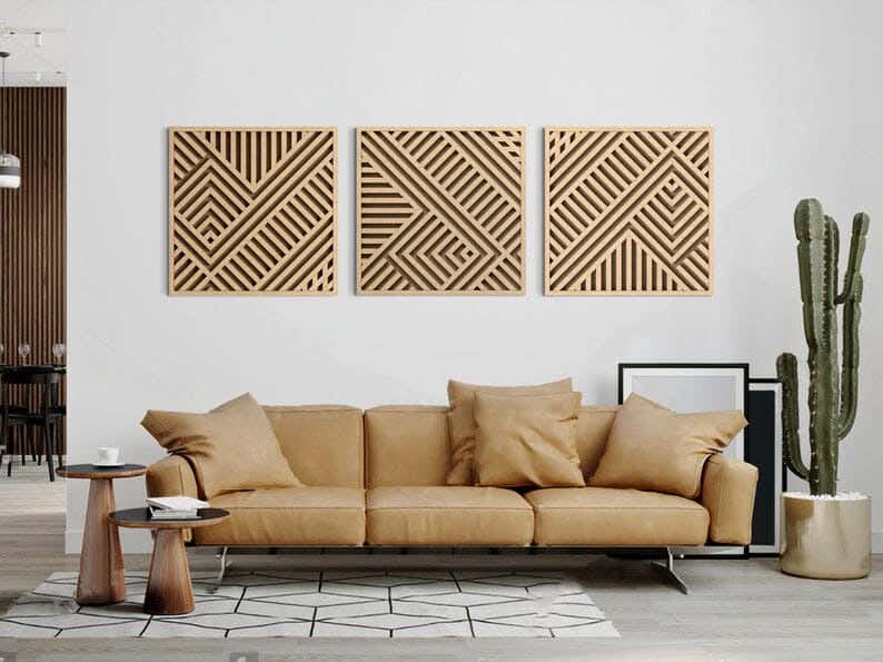 Musky Wood Modern Tableau, 3 Pieces, 40x120 cm - Wooden