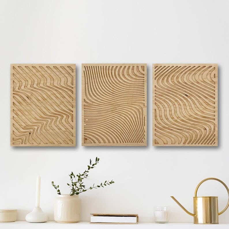 Musky Wood Modern Tableau, 3 Pieces, 70x150 cm - Wooden