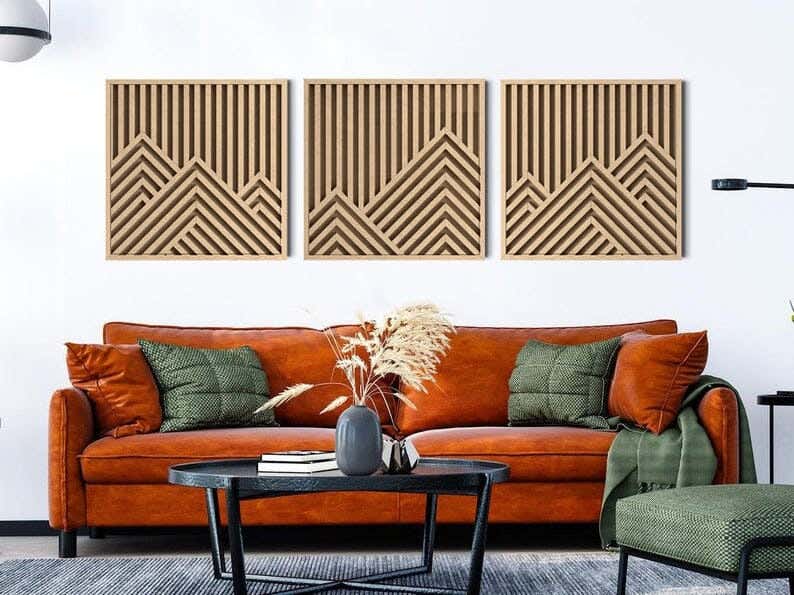Musky Wood Modern Tableau, 3 Pieces, 60x60 cm - Wooden