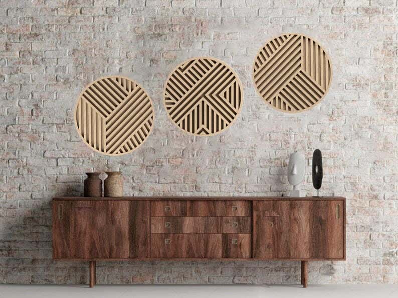 Musky Wood Modern Tableau, 3 Pieces, 60x60 cm - Wooden