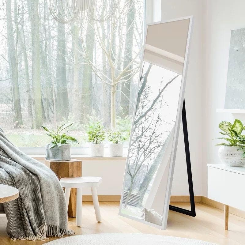 Lion Hose Folding Metal Frame Stand Mirror, 170×50 Cm - White