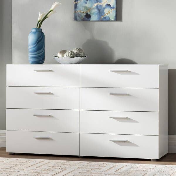 MDF Wood Storage Drawer Set, 8 Drawers, 80x120x40 cm - White