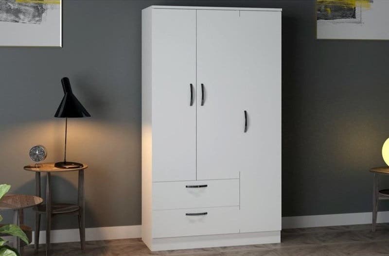 MDF Wood Wardrobe, 3 Door, 210x120x44 cm - White