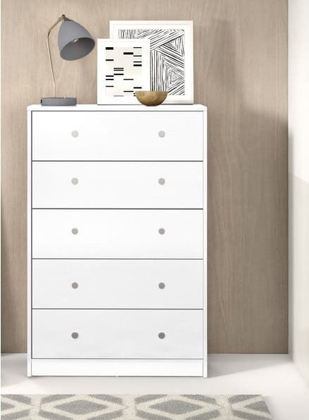 MDF Wood Storage Drawer Set, 5 Drawers, 110x80x40 cm - White