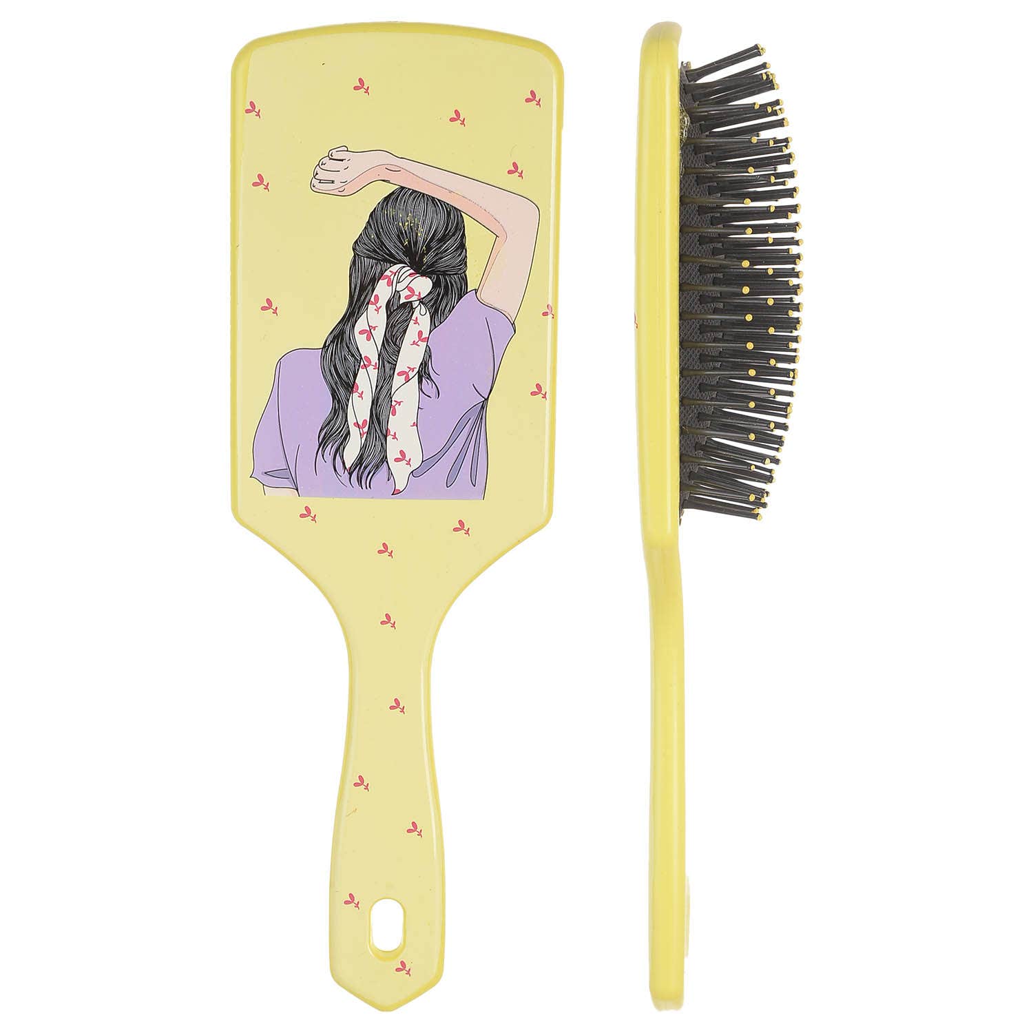 Plastic Hair Brush, 8×23.5 cm - Yellow