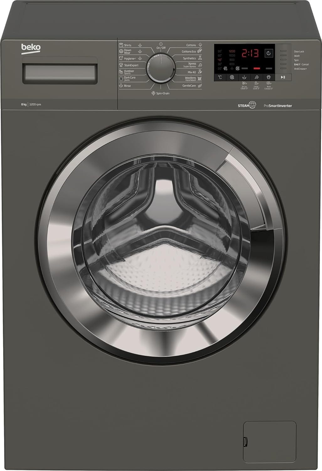 Beko WTV 8612 XMCI2 Full Automatic Washing Machine, 8 KG, 1200 RPM, Pro Smart Inverter, Steam Cure - Dark Grey