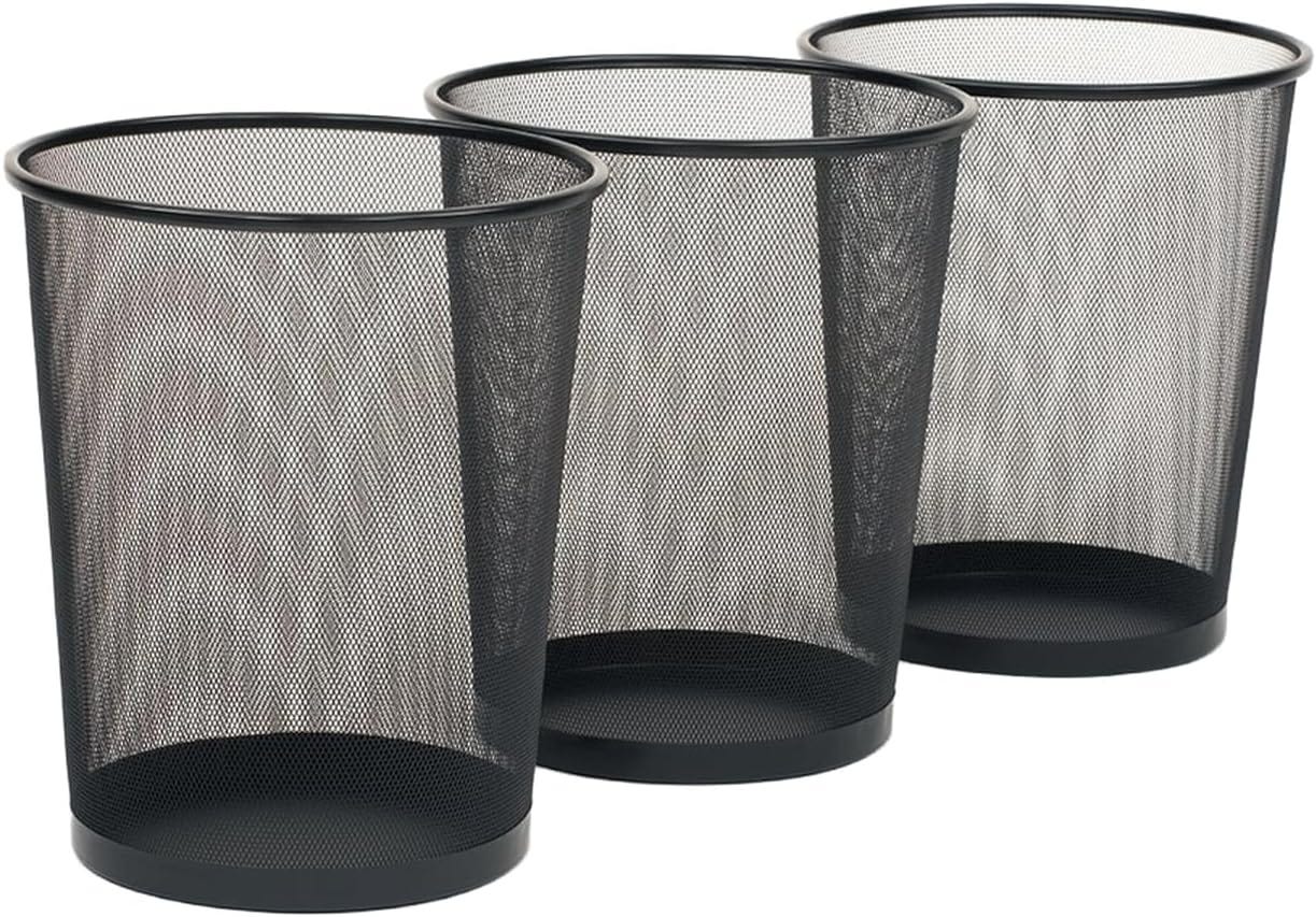 Devici Mesh Trash Can, for Bathrooms, Kitchens, Offices and Bedrooms - Black