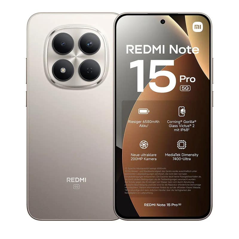 Xiaomi Redmi Note 15 Pro Smartphone, 12GB RAM, 256GB Storage, 5G Network, Dual SIM - Titanium