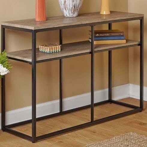Metal Console Table, Electrostatic Paint, 140 × 40 × 90 cm - Black Brown