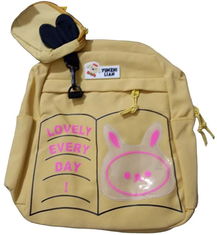 Polyester Rabbit-shaped Backpack for Children, 2 pieces, 23x32 cm - Yellow