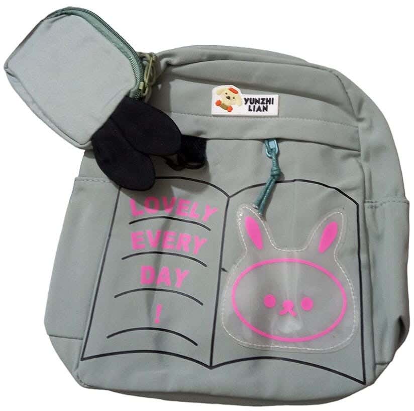 Polyester Rabbit-shaped Backpack for Children, 2 pieces, 23x32 cm - Grey