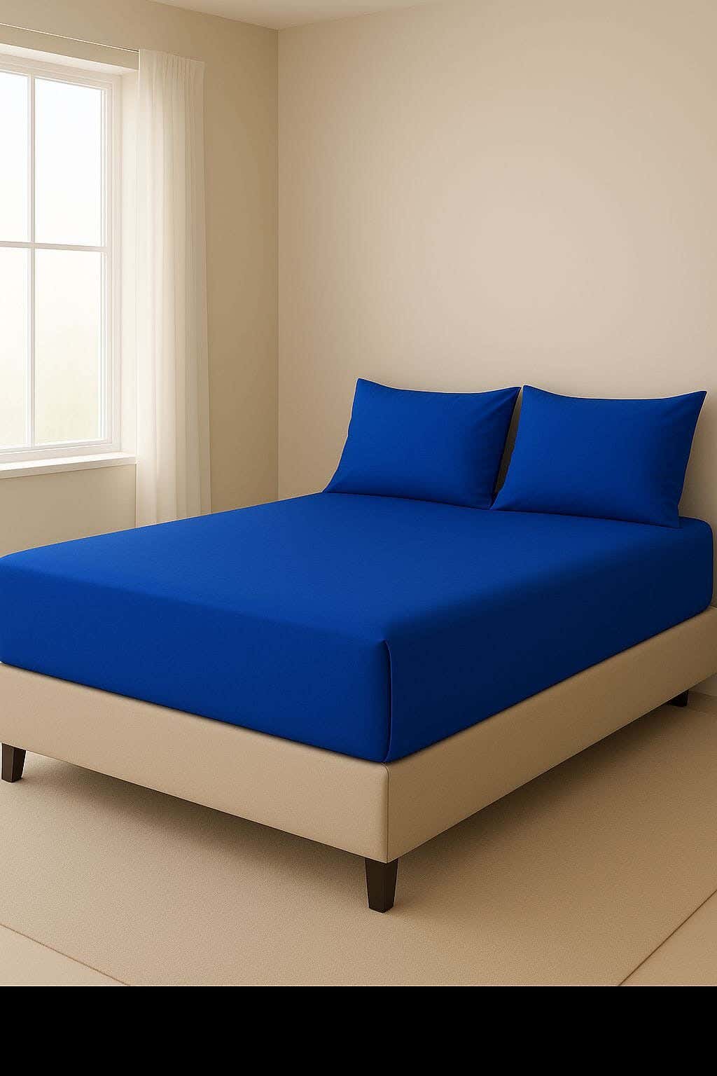 Blended Cotton Bedding Sheet Set,200x200 cm, 3 Pieces - Blue
