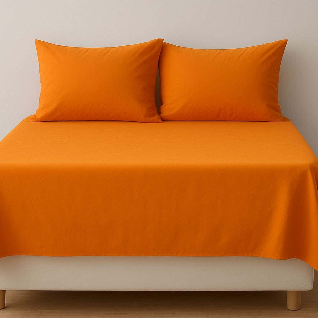 Blended Cotton Bedding Sheet Set,240x280 cm, 3 Pieces - Orange