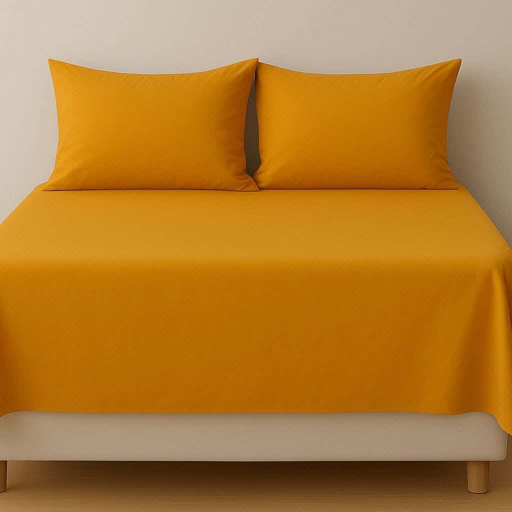 Blended Cotton Bedding Sheet Set,240x280 cm, 3 Pieces - Yellow