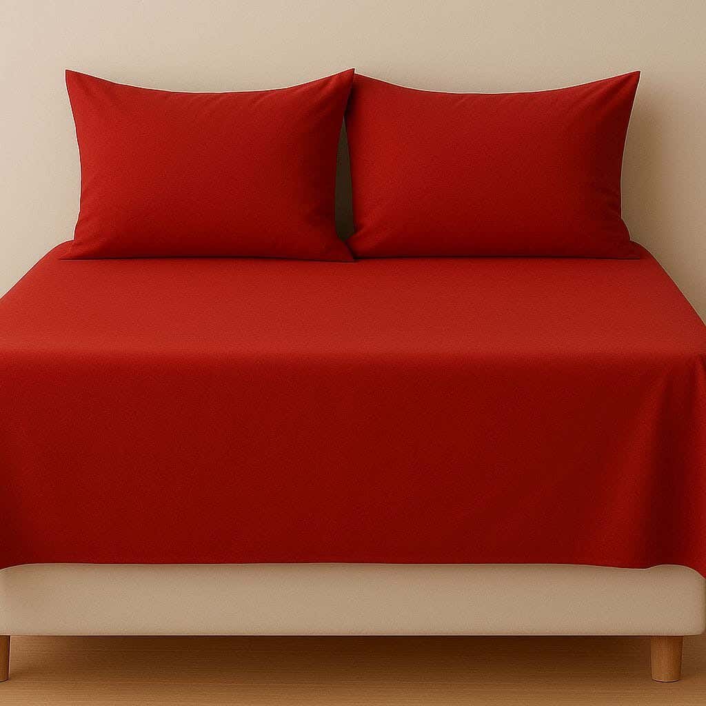 Blended Cotton Bedding Sheet Set,240x280 cm, 3 Pieces - Red