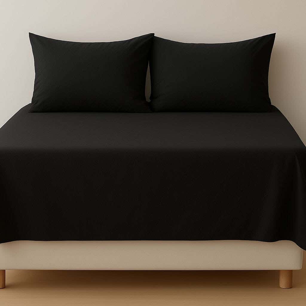 Blended Cotton Bedding Sheet Set,240x240 cm, 3 Pieces - Black