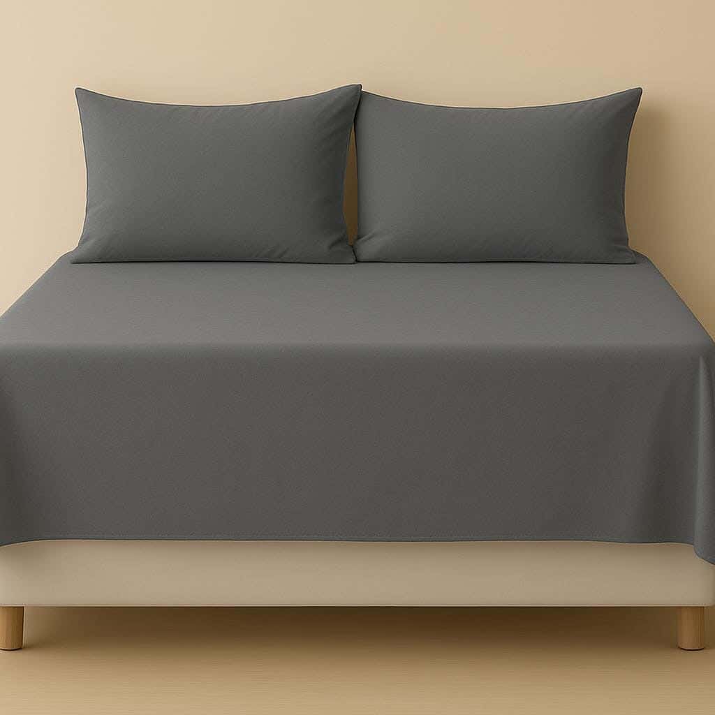 Blended Cotton Bedding Sheet Set,240x260 cm, 3 Pieces - Grey