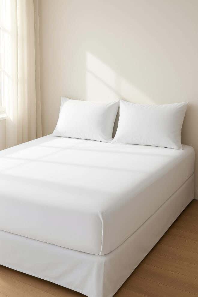 Blended Cotton Bedding Sheet Set,200x180 cm, 3 Pieces - White