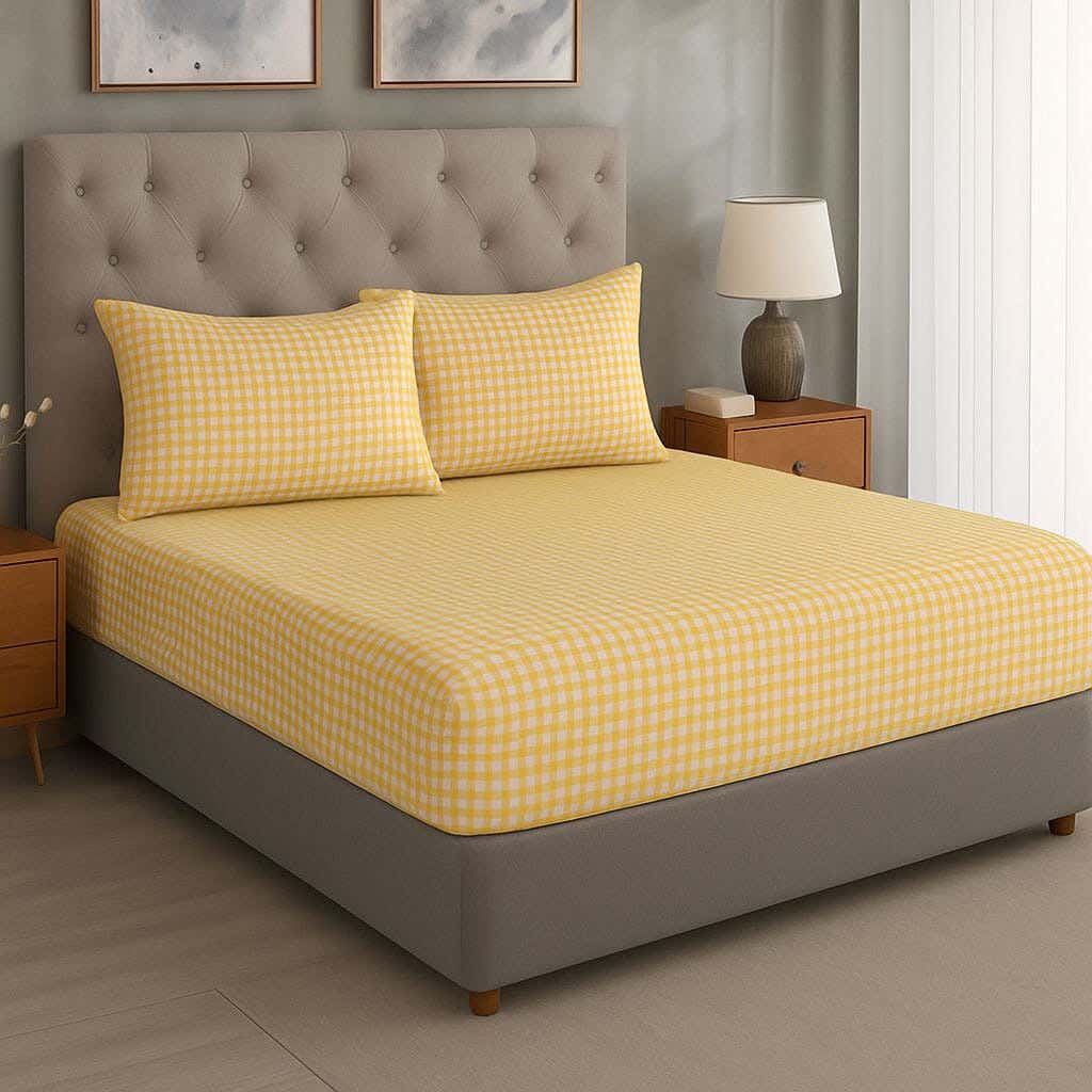 Blended Cotton Bedding Sheet Set,200x160 cm, 3 Pieces - Multicolor