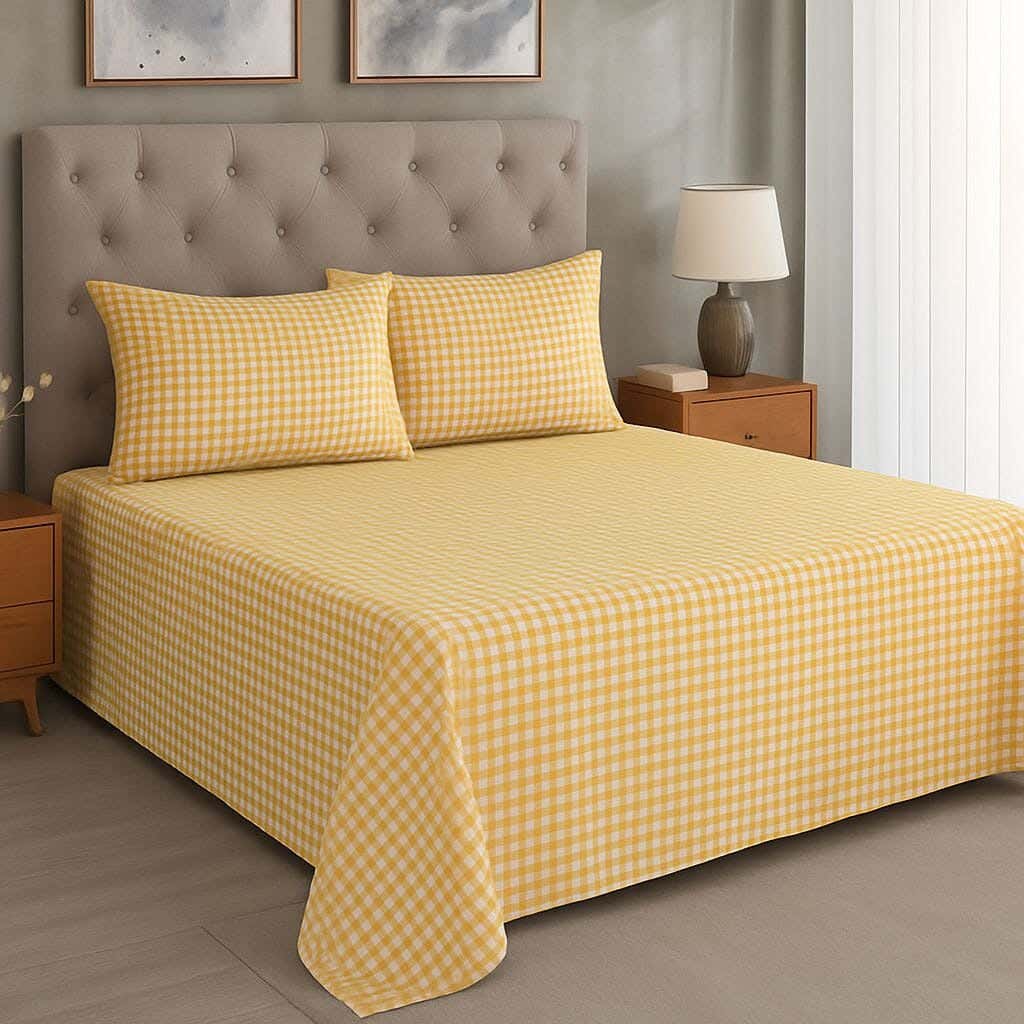 Blended Cotton Bedding Sheet Set,240x280 cm, 3 Pieces - Multicolor