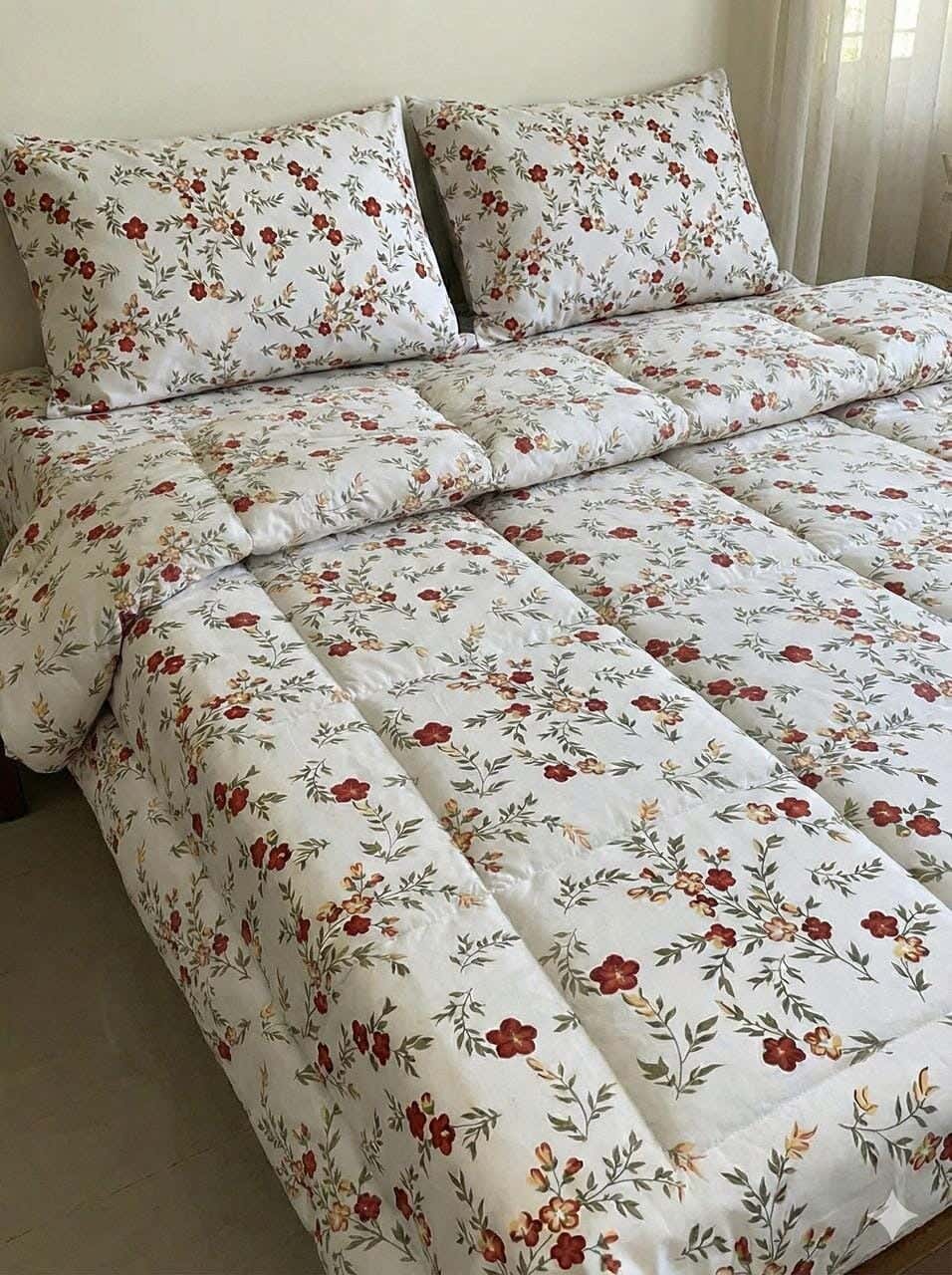 Yarlin Cotton Blend Zippered Duvet Cover, 1 Piece, 240X220cm, Petal Design - Multicolor