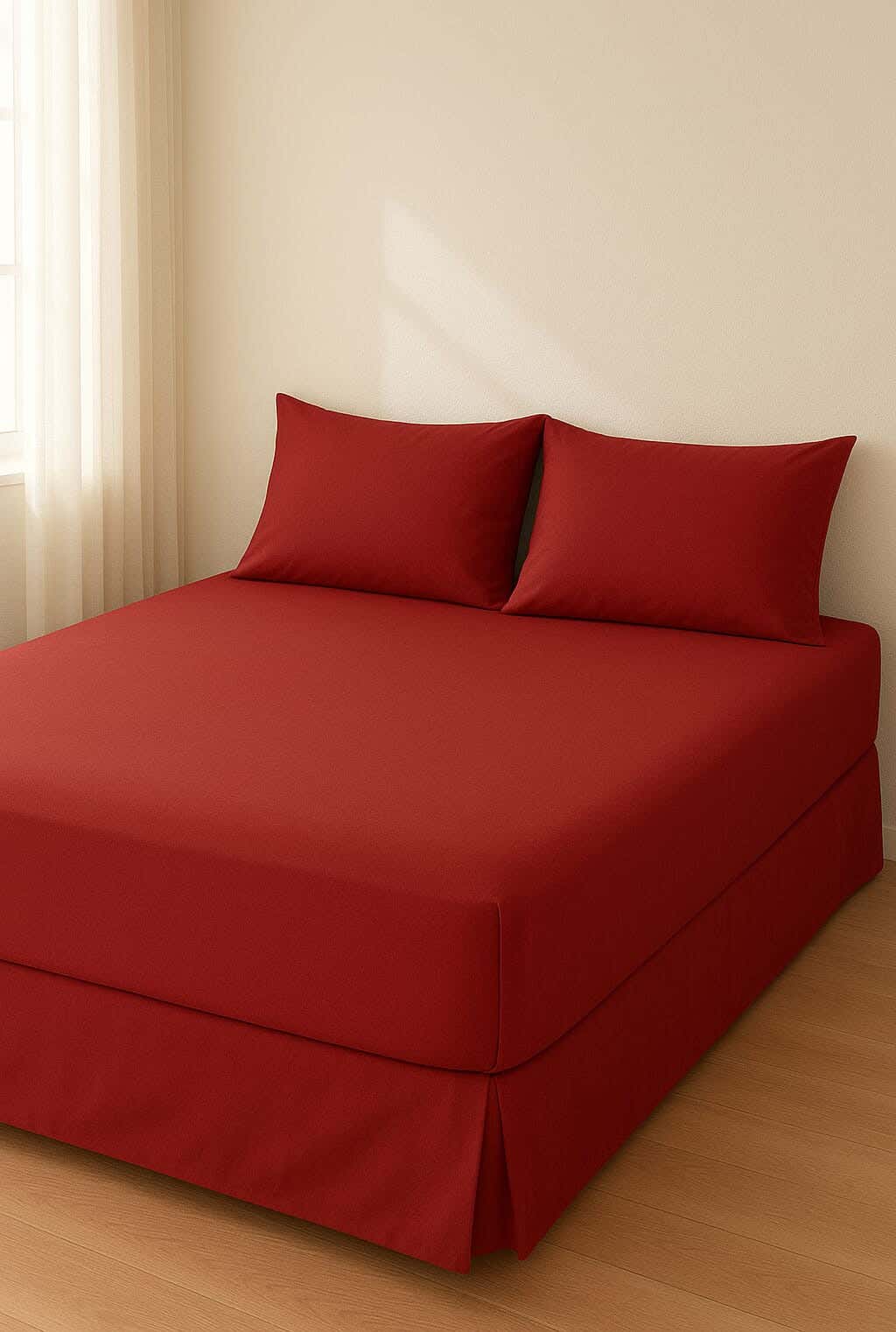 Blended Cotton Bedding Sheet Set,200x200 cm, 3 Pieces - Red