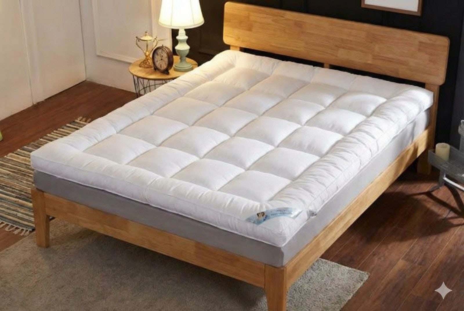 Soft Mattress Topper, Cotton Blend, One Piece, 180X200 cm, Basic Design - White