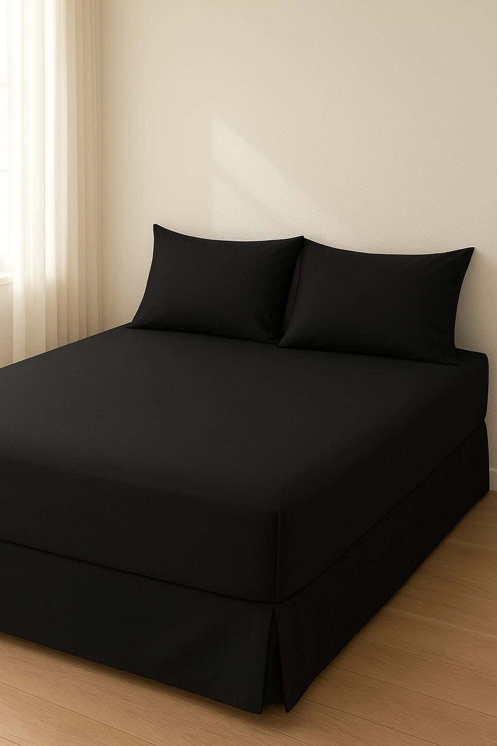 Blended Cotton Bedding Sheet Set,200x200 cm, 3 Pieces - Black