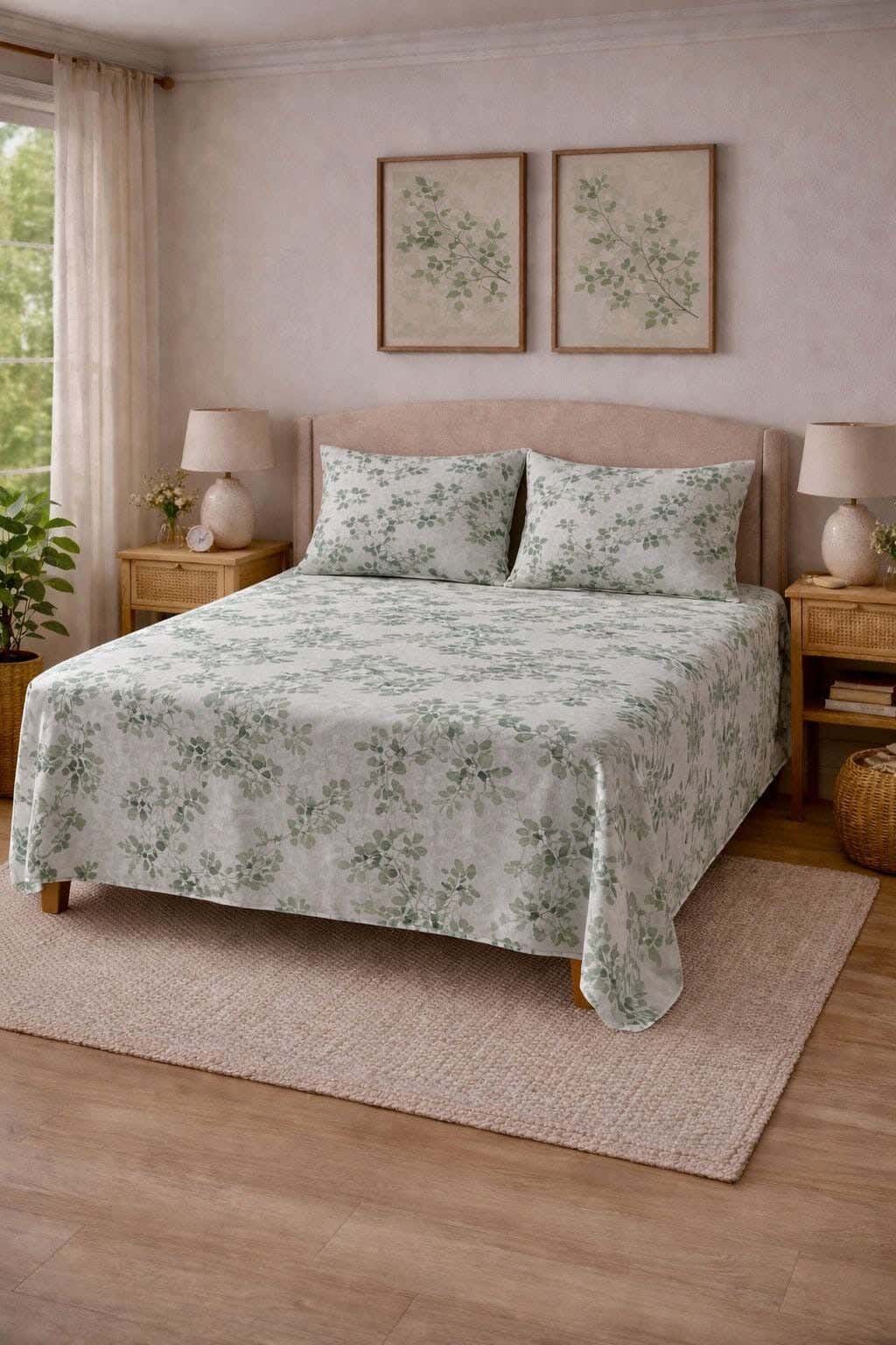Blended Cotton Bedding Sheet Set,240x260 cm, 3 Pieces - Multicolor