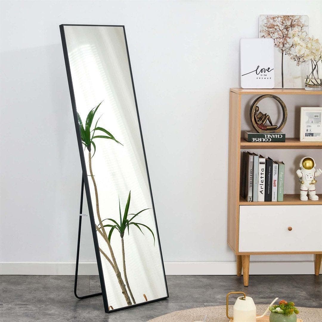 Lion Hose Folding Metal Frame Stand Mirror, 170×50 Cm - Black