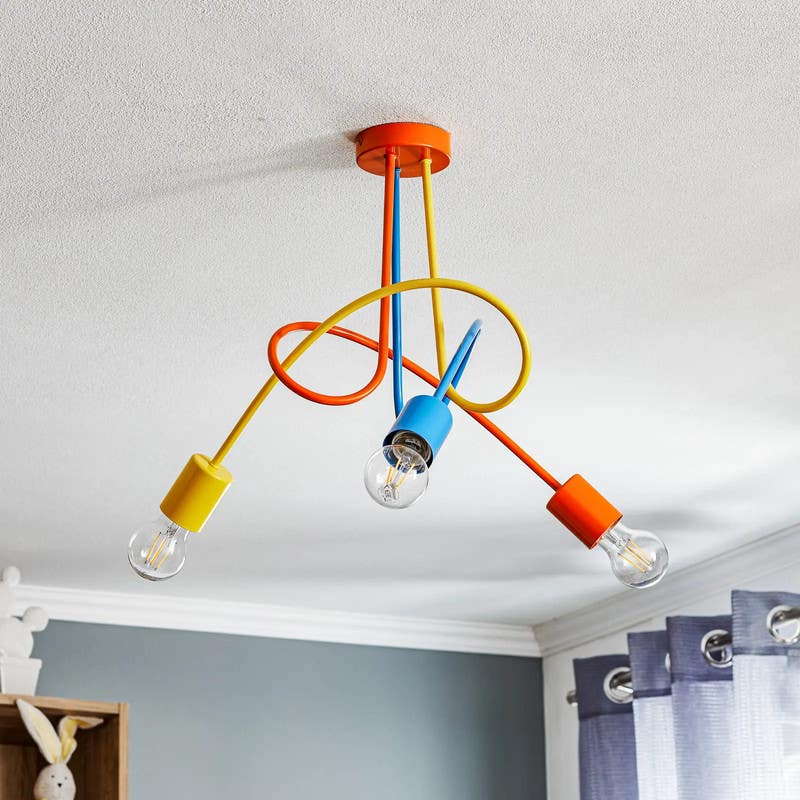 Ceiling chandelier, 3 bulbs, 35x46 cm - multi-colored